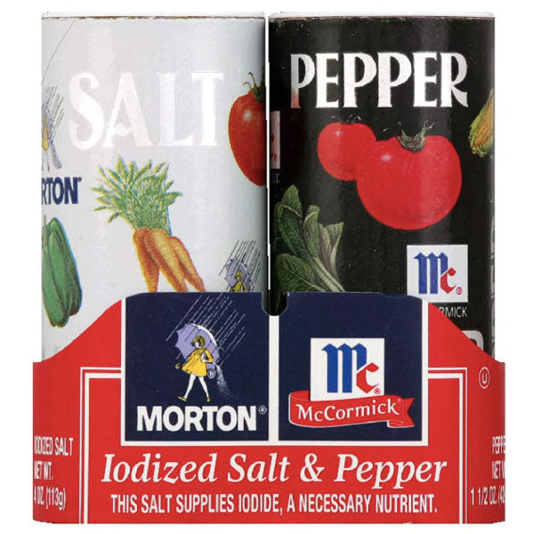 Morton Iodized Salt & Pepper Shakers, 5.25oz - Water Butlers