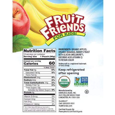 Fruit Friends Minions Organic Banana Applesauce, 10 Count