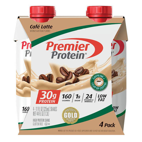 Premier Protein High Protein Shake, Café Latte, 4 Pack