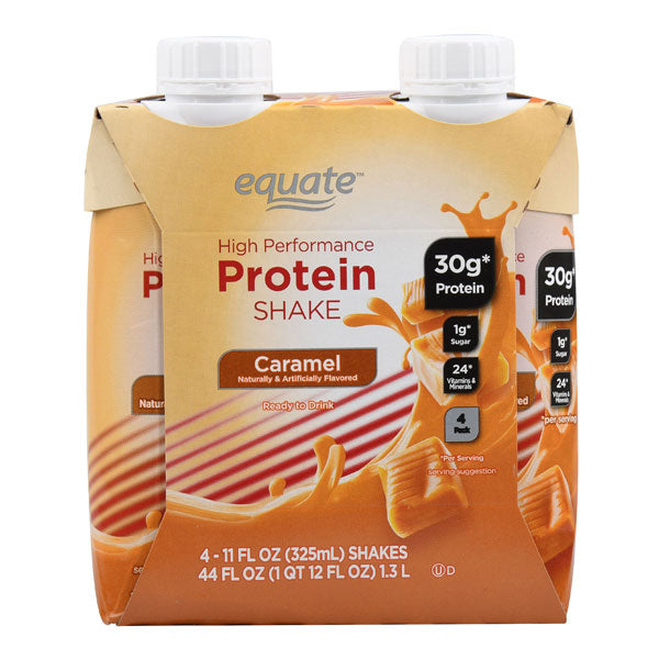 Equate High Performance Protein Shake, Caramel, 11 oz., 4 Ct