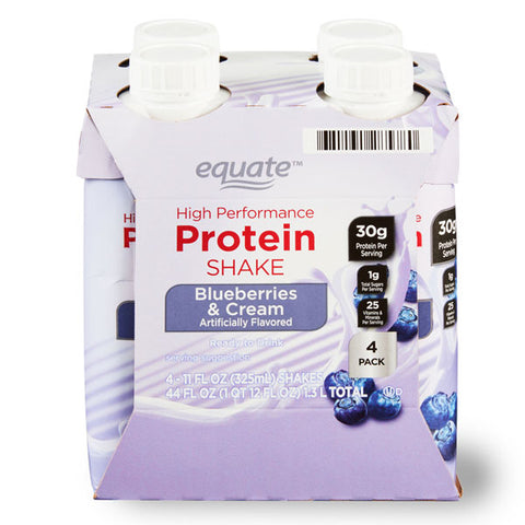 Equate High Performance Protein Shake, Blueberries & Cream, 11 oz., 4 Ct