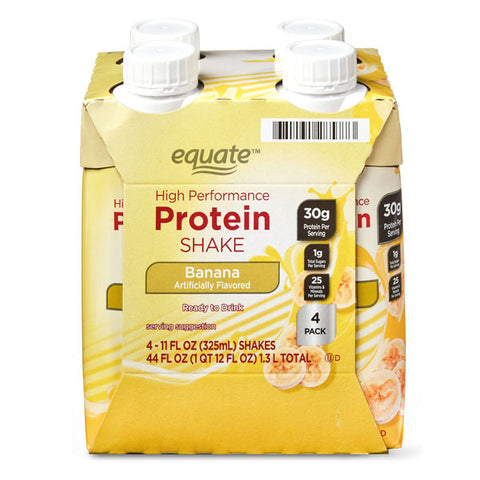 Equate High Performance Protein Shake, Banana, 11 oz., 4 Ct