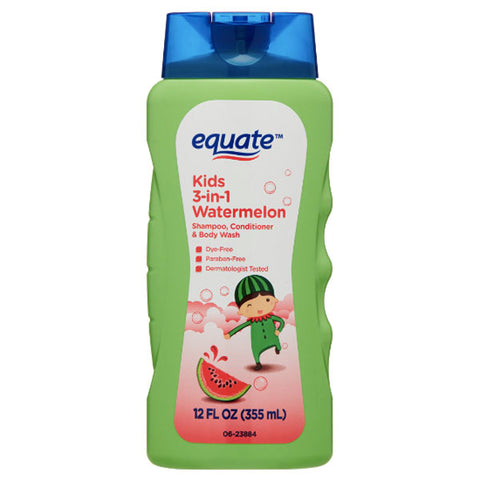 Equate Kids 3-in-1 Shampoo Conditioner & Body Wash Watermelon Scent, 12 oz