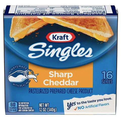 Kraft Singles Sharp Cheddar Cheese Slices, 16 Ct - Water Butlers