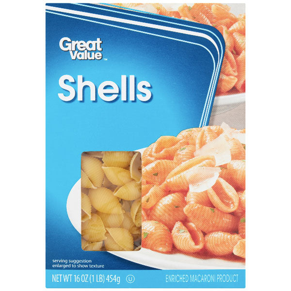 Great Value Shells Pasta, 16 oz - Water Butlers