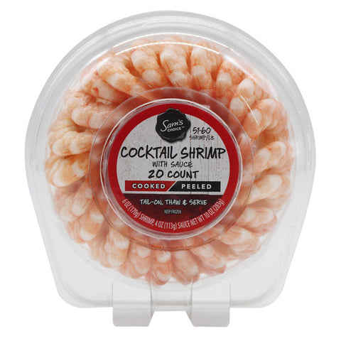 Sam's Choice Premium Cooked Cocktail Shrimp, Tail-On Thaw and Serve, 20 pcs