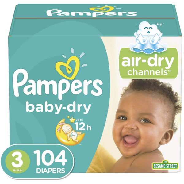 Pampers Baby Dry Jumbo Pack, Size 3 (104 Count) - Water Butlers