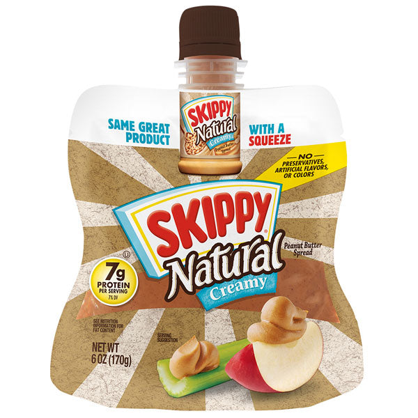 Skippy Squeeze Natural Creamy Peanut Butter, 6 oz