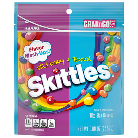 Skittles Wild Berry and Tropical Flavor Mash-Ups Chewy Candy, 9 oz