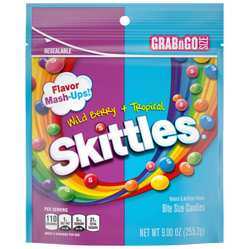 Skittles Wild Berry and Tropical Flavor Mash-Ups Chewy Candy, 9 oz