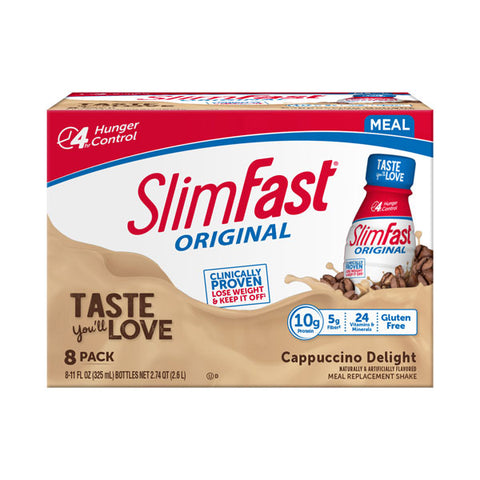 SlimFast Original Meal Replacement Shakes, Cappuccino Delight, 11 fl. Oz., 8 Ct