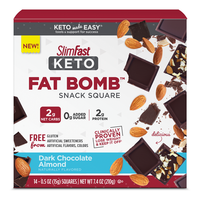 SlimFast Keto Fat Bomb Snack Square, Dark Chocolate Almond, 14 Count