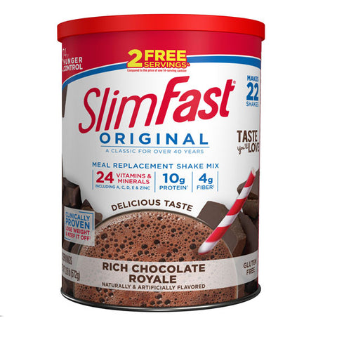 SlimFast Original Meal Replacement Shake Mix, Rich Chocolate Royale, 20.18 Oz