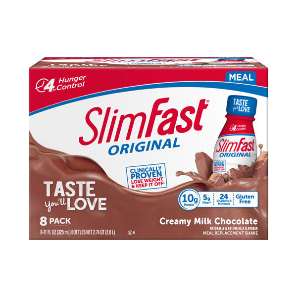 SlimFast Meal Replacement Shake, Original Creamy Milk Chocolate, 10g of  Ready to Drink Protein for Weight Loss, 11 Fl. Oz Bottle, 8 Count