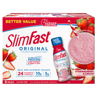 SlimFast Original Meal Replacement Shakes, Strawberries and Cream, 11 fl. Oz., 8 Ct