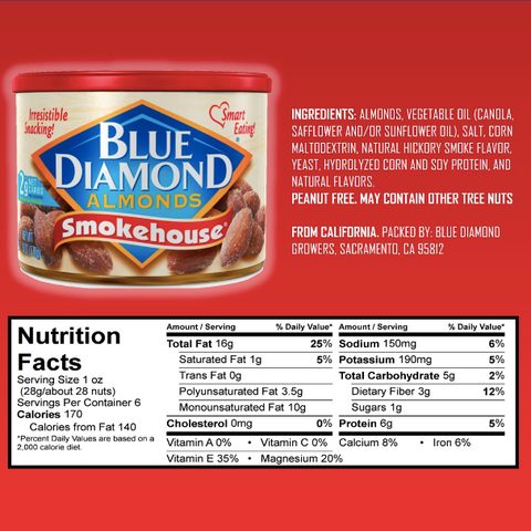 Blue Diamond Almonds, Bold Smokehouse, 6 oz - Water Butlers