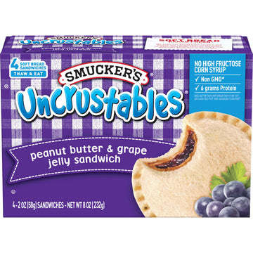 Smucker's Peanut Butter & Grape Jelly Uncrustables Sandwich, 4 Ct