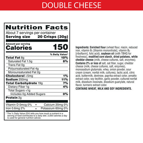 Cheez-It Snap'd Cheesy Baked Snacks, Double Cheese, 7.5oz