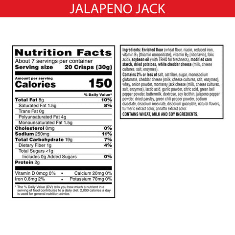 Cheez-It Snap'd Cheesy Baked Snacks, Jalapeno Jack, 7.5oz