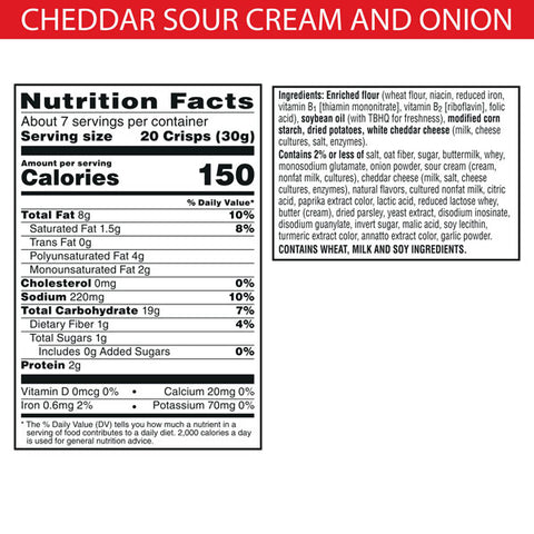 Cheez-It Snap'd Cheesy Baked Snacks, Cheddar Sour Cream and Onion, 7.5oz