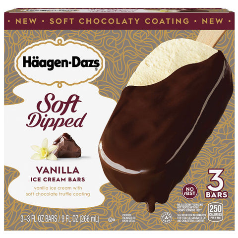 Haagen Dazs Ice Cream Bars, Soft Dipped Vanilla, 3 Ct