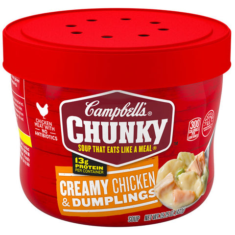 Campbell's Chunky Microwavable Soup, Creamy Chicken & Dumplings Soup, 15.25 Oz