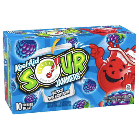 Kool-Aid Jammers, Sours Shockin' Blue Raspberry, 10 Ct - Water Butlers