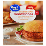 Great Value Frozen Spicy Breaded Chicken Sandwiches, 4 Count