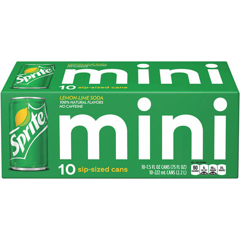 Sprite Lemon Lime Mini Soda Soft Drinks, 7.5 fl oz, 10 Pack