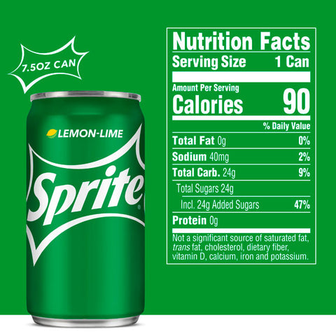 Sprite Lemon Lime Mini Soda Soft Drinks, 7.5 fl oz, 10 Pack