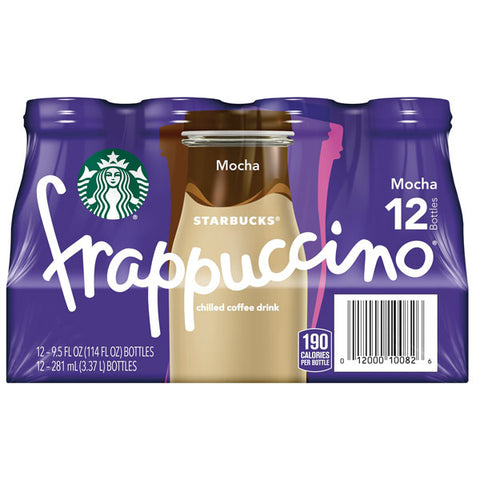 Starbucks Frappuccino Mocha Chilled Coffee Drink, 9.5 oz Glass Bottles., 12 Count