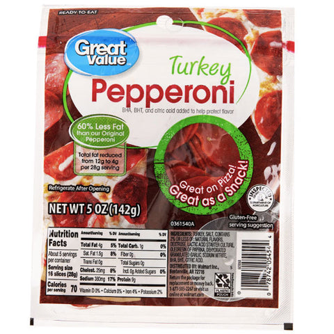 Great Value Turkey Pepperoni Slices, 5 oz