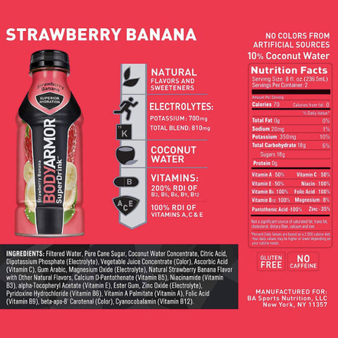 BodyArmor Sports Drink, Strawberry Banana, 12 Fl. oz. 8 Ct - Water Butlers