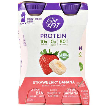 Dannon Light & Fit Strawberry Banana Protein Yogurt Smoothies, 7 oz, 4 Ct