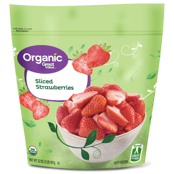 Great Value Organic Sliced Strawberries, 32 oz - Water Butlers