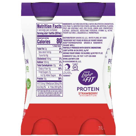 Dannon Light & Fit Strawberry Protein Yogurt Smoothies, 7 oz, 4 Ct - Water Butlers