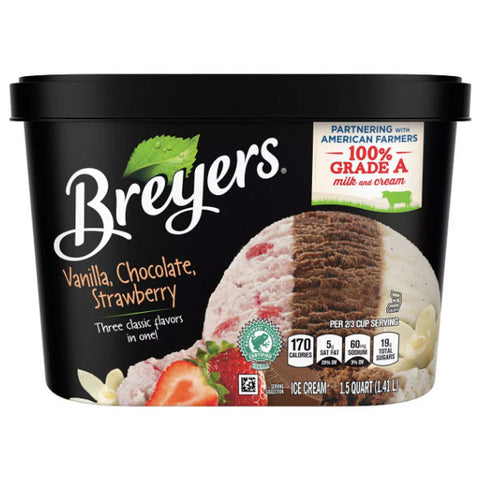 Breyers Vanilla Chocolate Strawberry Ice Cream, 48oz