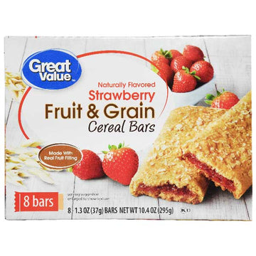 Great Value Fruit & Grain Cereal Bars, Strawberry, 8 Count
