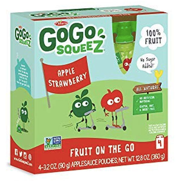 GoGo squeeZ Applesauce Strawberry 3.2oz, 4 Ct - Water Butlers