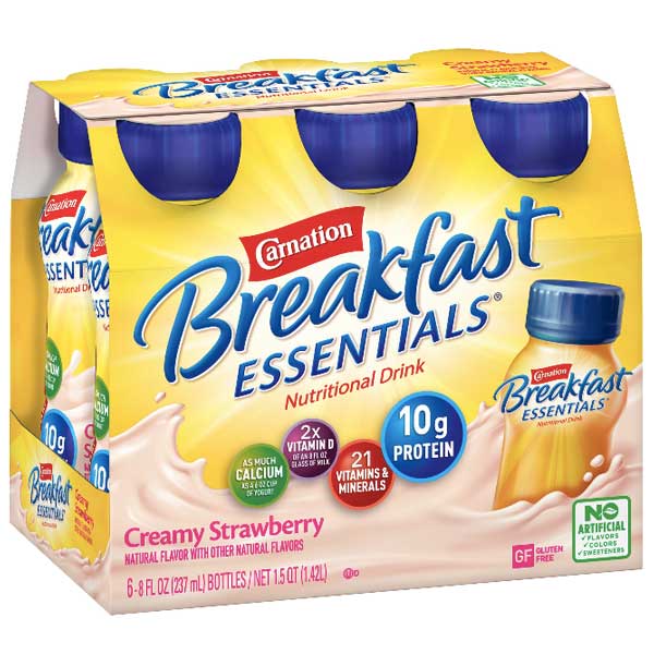Carnation Breakfast Essentials Creamy Strawberry 8 oz. 6 Ct - Water Butlers