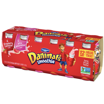 Daminal Danimals Low-fat Yogurt, Strawberry Explosion, Watermelon, 3.1 Fl. Oz ...
