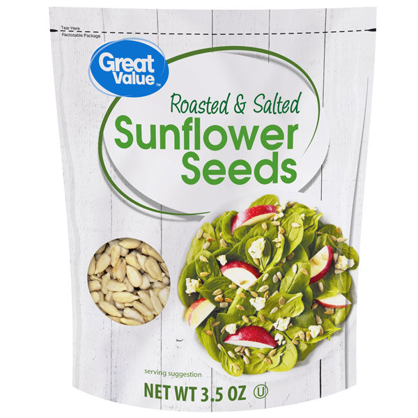 Great Value Roasted & Salted Sunflower Seeds, 3.5 oz