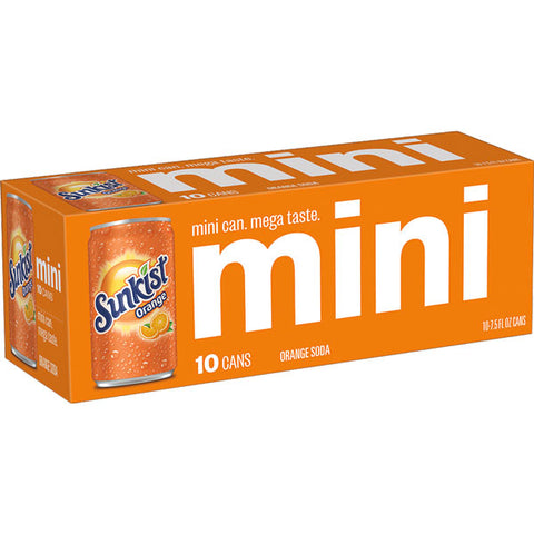 Sunkist Orange Soda, 7.5 fl oz mini cans, 10 pack