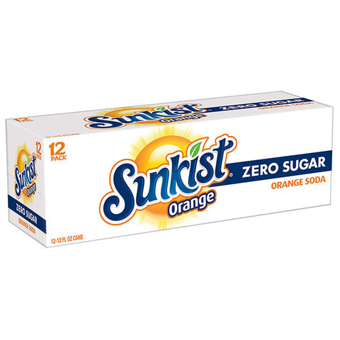 Sunkist Zero Sugar Orange Soda, 12 fl oz, 12 Count