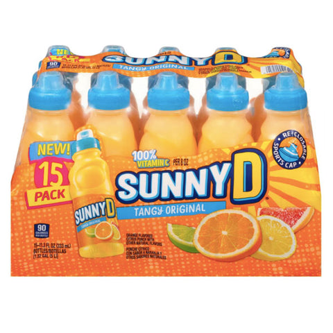 Sunny D Tangy Original Orange Flavored Citrus Punch Juice, 11.3 fl oz, 15 count