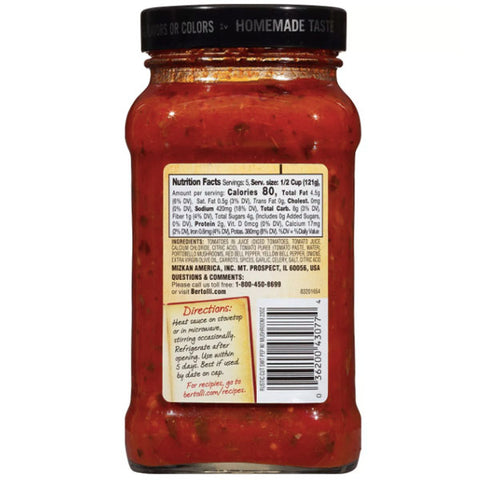 Bertolli Rustic Cut Pasta Sauce Sweet Peppers, 24 oz. - Water Butlers