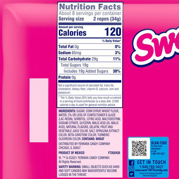 SweeTARTS Soft & Chewy Ropes Twisted Rainbow Punch Candy Bag, 9 Oz