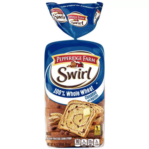 Pepperidge Farm Swirl 100% Whole Wheat Cinnamon Raisins Breakfast Bread, 16 oz. Loaf