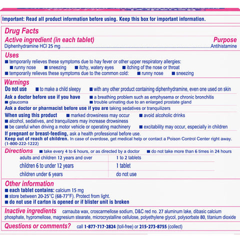 Benadryl Ultratabs Antihistamine Allergy Medicine Tablets, 24 Count