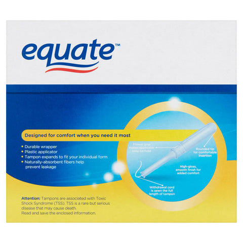 Equate Regular Absorbency Unscented Tampons with Plastic Applicators, 40 Count